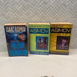 FOUNDATION Novels by Isaac Asimov Lot of 3 mm paperback set + Prelude three PICS